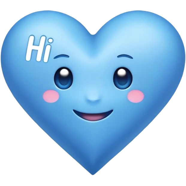 Blue heart with the words Hi Cutie! in the middle  emoji