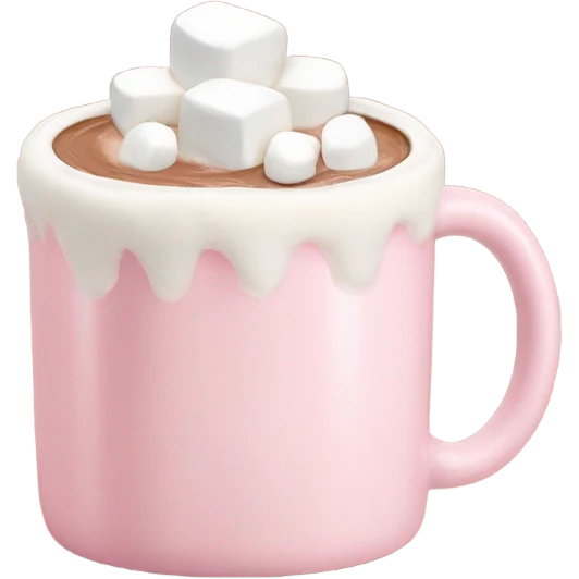 Light Pink mug of hot chocolate with marshmallows  emoji