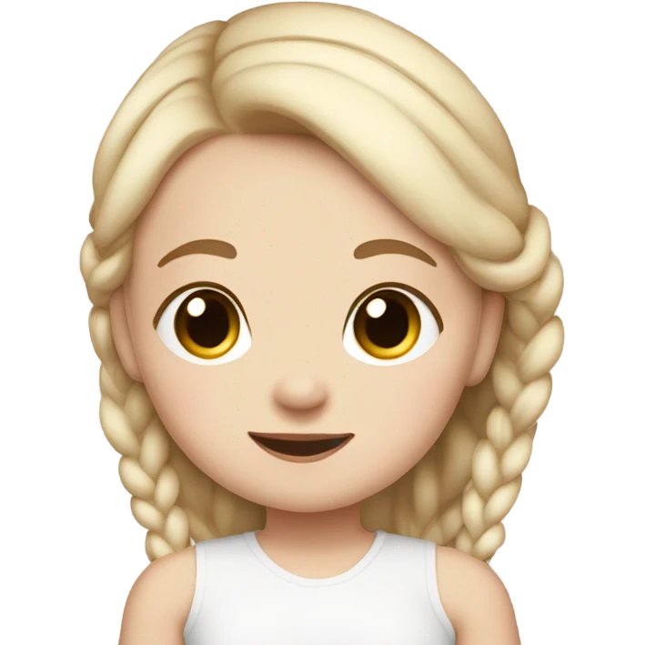 pale white toddler girl with brown straight pigtails and big black eyes  emoji