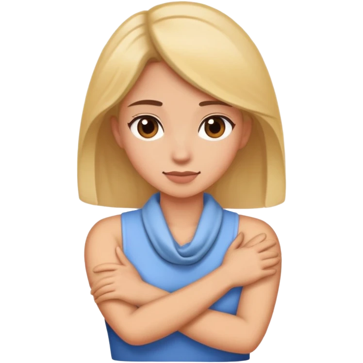 women crossing her arm around her neck  emoji