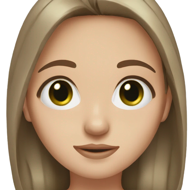 white girl, long BROWN way hair, dark green hazel eyes emoji