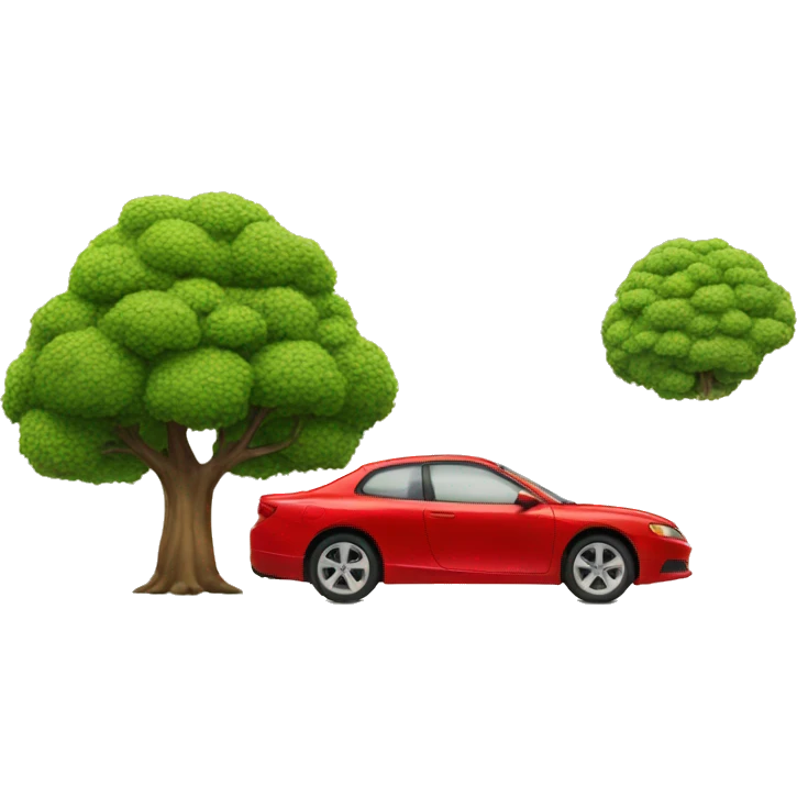 Red car with tree emoji