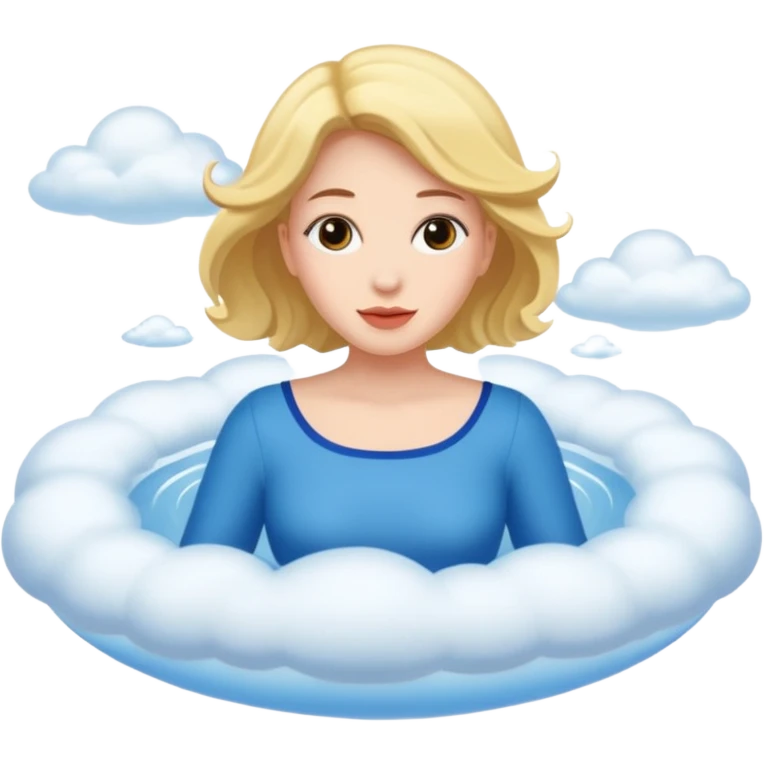 A lady floating into the sky emoji