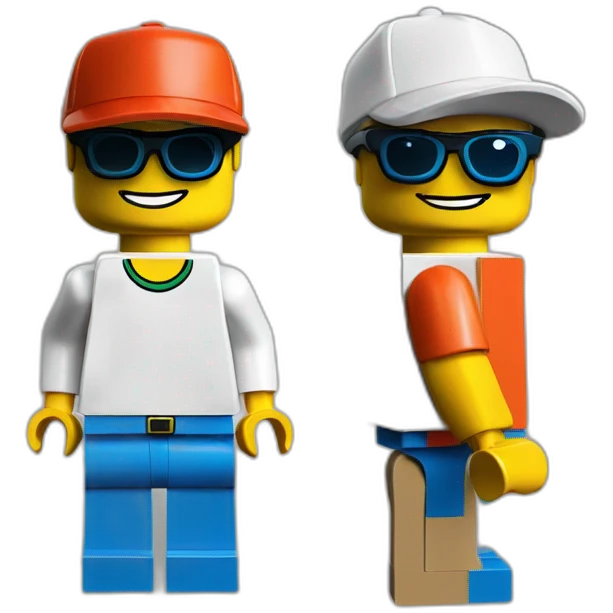 Lego in sport sunglasses and sport cap emoji