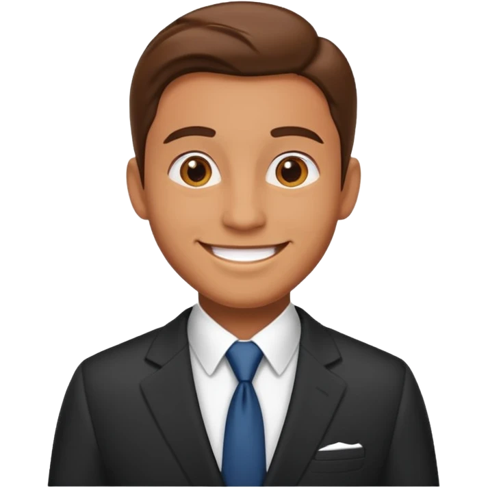 man in a classic business suit, smiling emoji