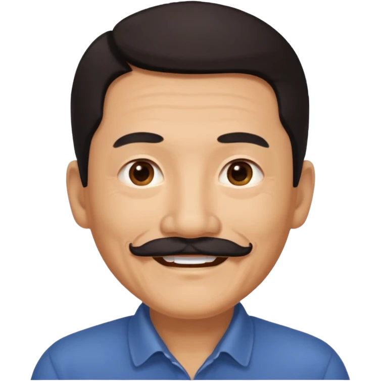 Older Chinese man with dark hair and full mustache emoji