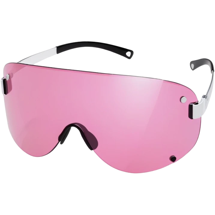 frameless pink tinted shield visor sunglasses, Y2K aesthetic, one-piece lens emoji