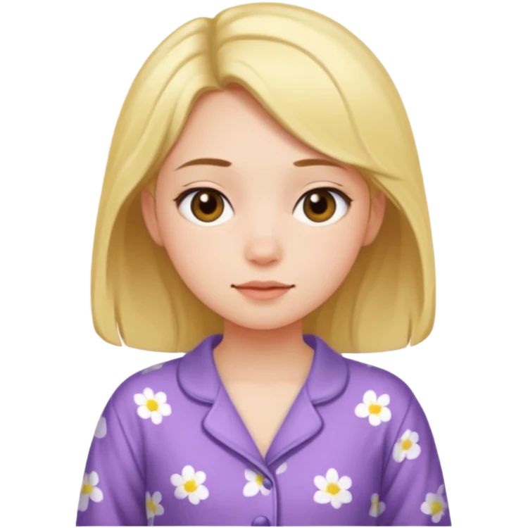 A squish, mellow girl wearing squish, mellow pajama emoji