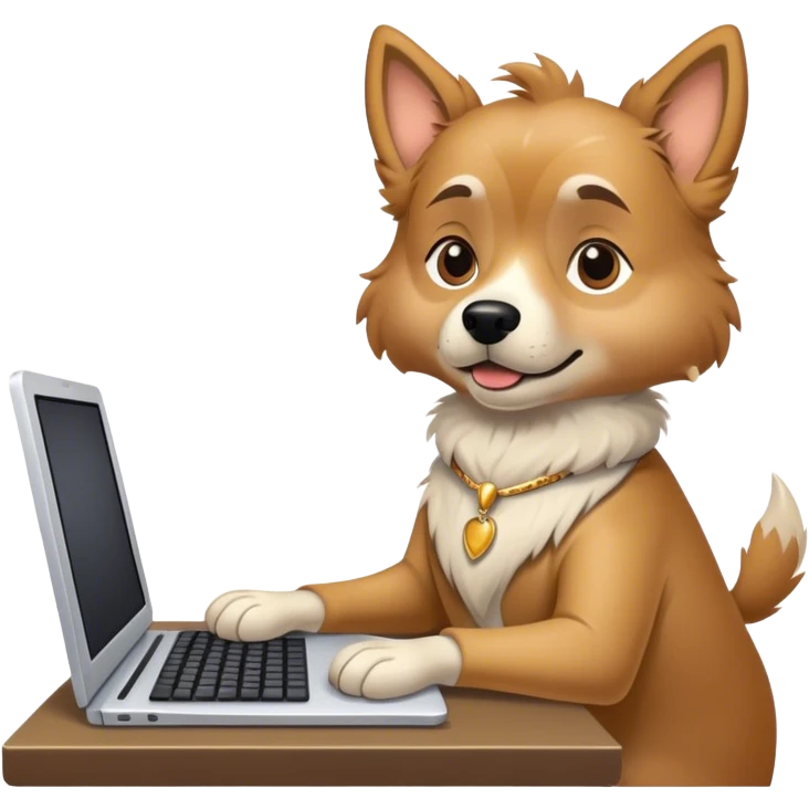 Fancy Dog typing on computer emoji