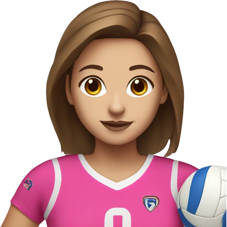 White Girl with Brown hair doing volleyball with pink clothes emoji