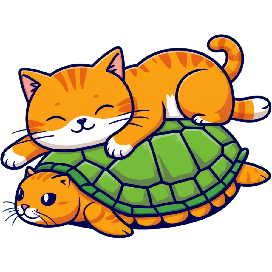 Lazy cat riding a turtle  emoji