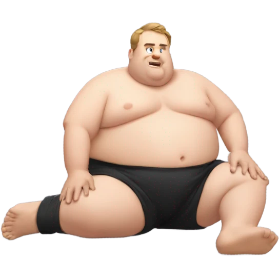 fat white guy shirtless doing sit-ups emoji