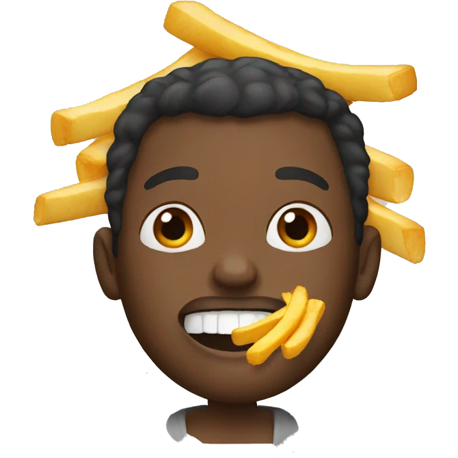 Black man eating fries  emoji