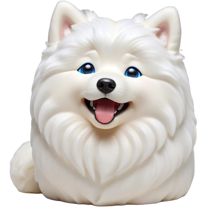Cinematic Cute Yawning Samoyed Portrait Emoji, Head tilted slightly with a dramatic, wide-open yawn, showcasing a soft, fluffy white Fur with a gentle shimmer, floppy ears slightly drooping, round blue eyes barely open in drowsy contentment, Simplified yet irresistibly adorable features, highly detailed, glowing with a soft, cozy glow, high shine, relaxed yet expressive, stylized with a touch of whimsy, bright and endearing, soft glowing outline, capturing the essence of a sleepy yet affectionate companion, so drowsy it feels like it could stretch right out of the screen and curl up for a nap! emoji