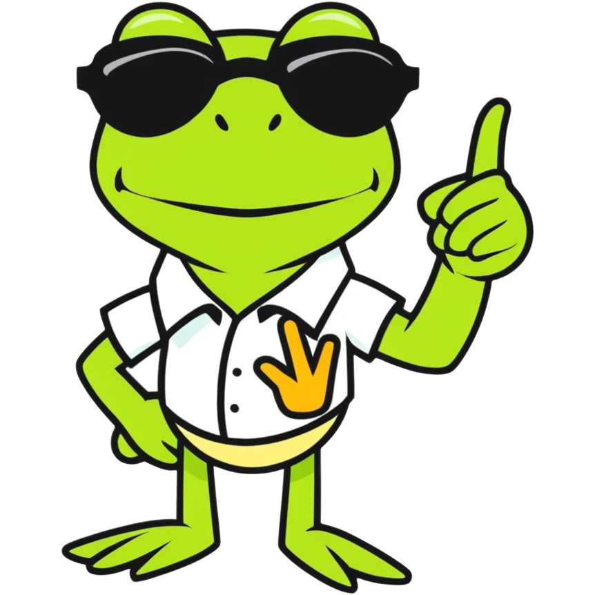 Kermit holding up a middle finger while wearing sunglasses emoji