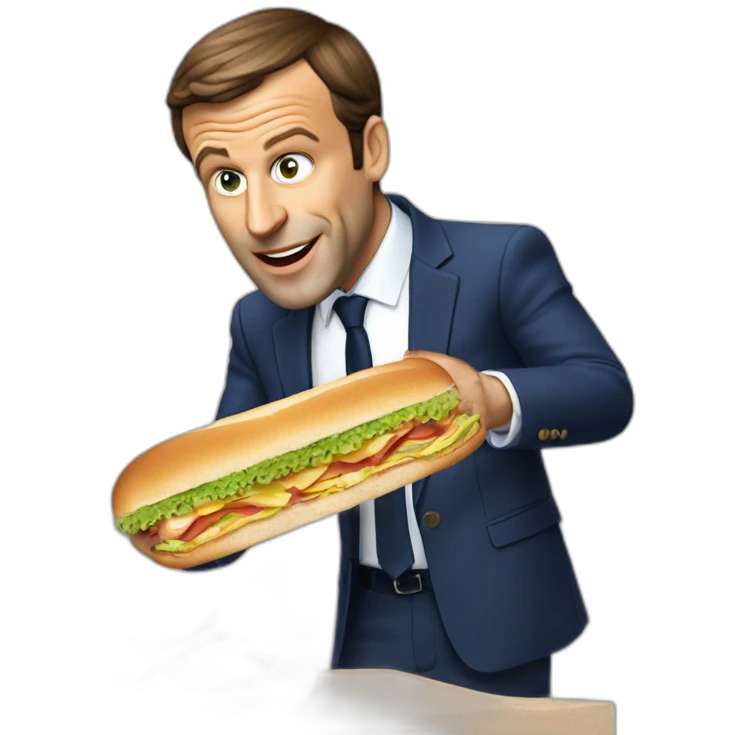 Emanuel macron qui mange un sandwich  emoji