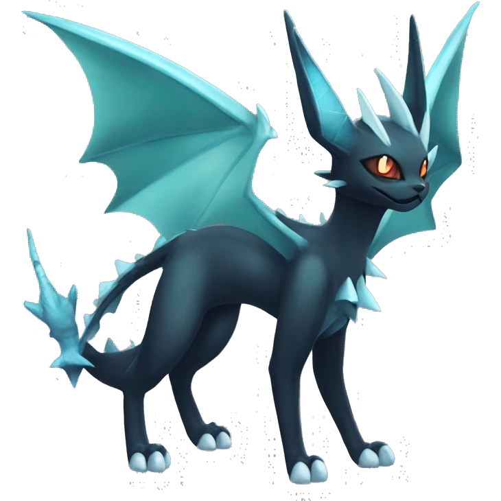 Black Edgy Ethereal Noivern-Vaporeon-Litten full body emoji