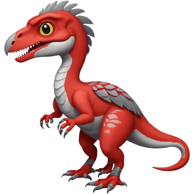 hyper realistic red velociraptor with gray feathers emoji