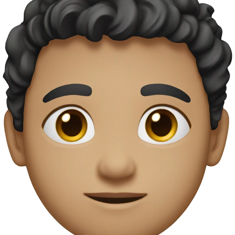 Make a boy fair skin that has afghan features with a black shirt and little purple details emoji