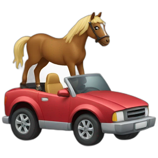A horse driving a car emoji