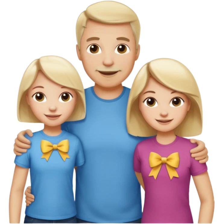 happy white family with one dad, one mom, one blonde girl, and one brunette girl emoji