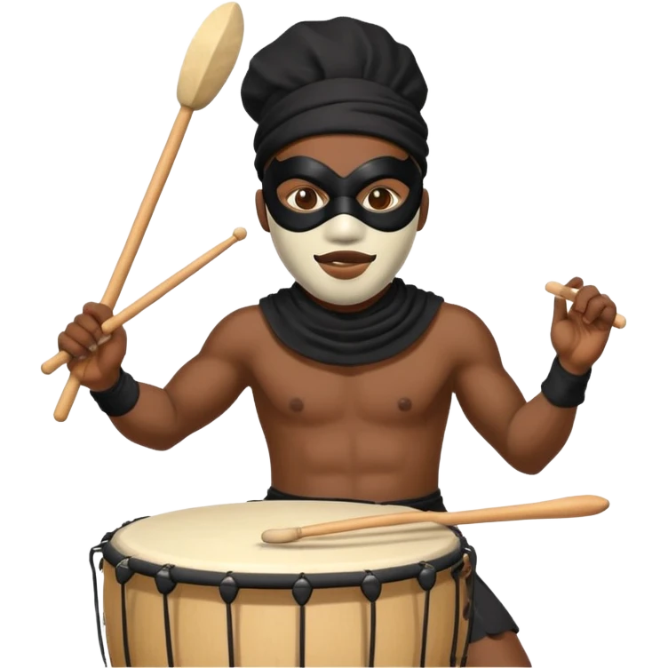 Masked Festival Drummer black man emoji