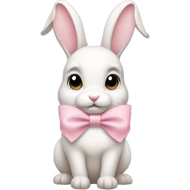 bunny with soft pink bow on ear emoji