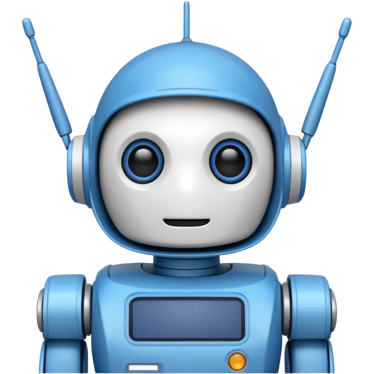 tête de robot cosmonaute bleu et blanc avec une antenne emoji