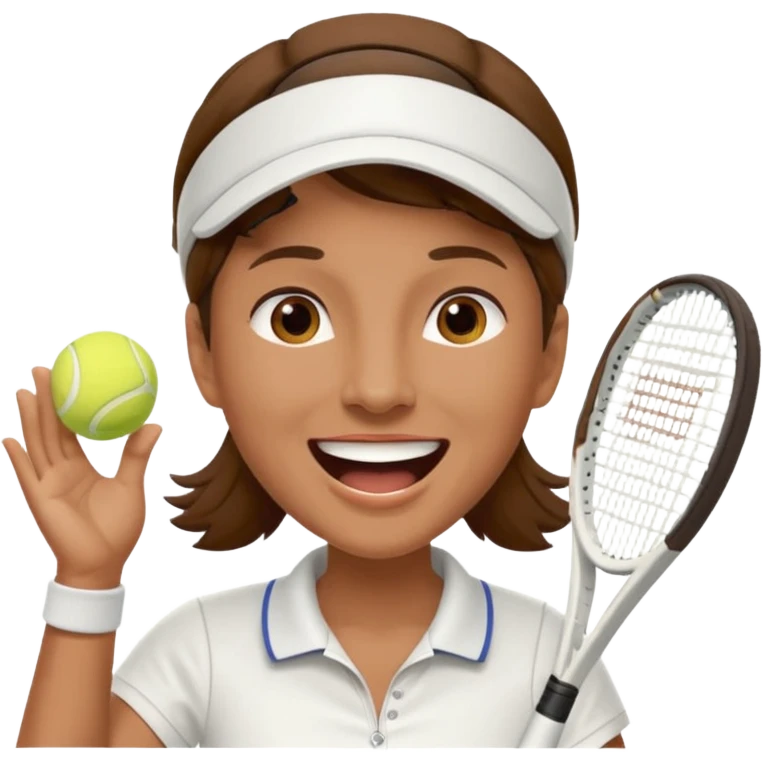 Profesor de tenis con pelo marrón riendose emoji