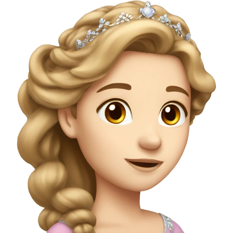 Beautiful princess, long hair, light brown hair, tiara emoji