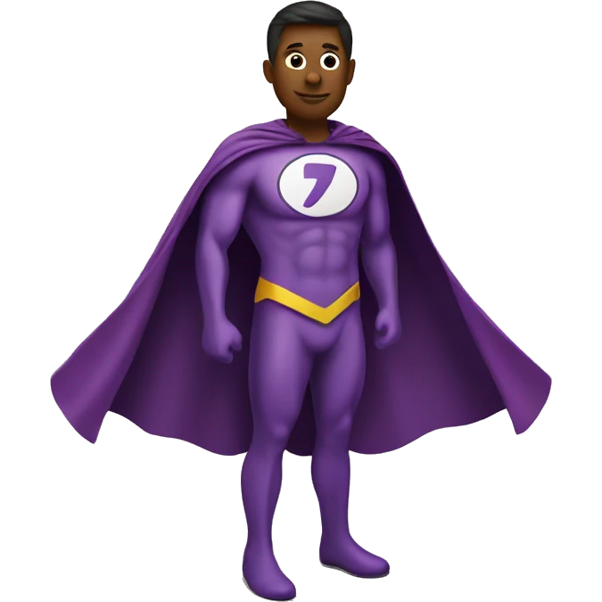 Superhero on the eggplant emoji with a cape emoji