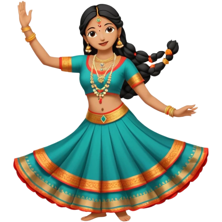 Indian woman in traditional clothes dances.  format portrait emoji