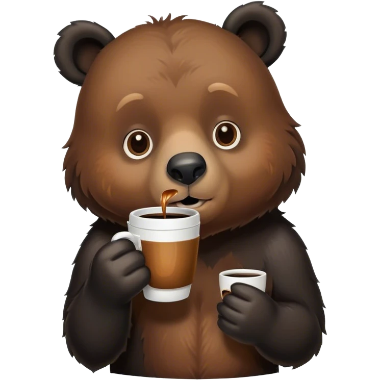 Black bear drinking a black coffee emoji