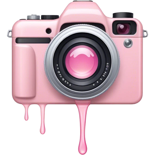 Light pink liquid dripping over a camera emoji