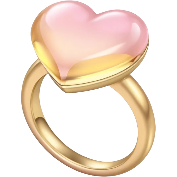 A ring with a small stone heart in soft pink, beige and yellow pastel colors emoji