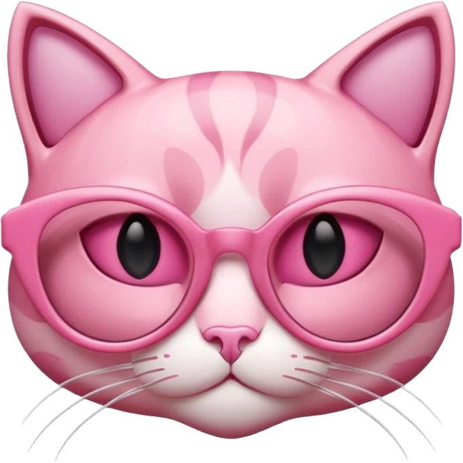 A 3D cartoon rose-pink cat-eye shaped spectacle, glossy curved frame, soft reflections, isolated on plain background. only glasses. emoji