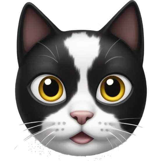 a black and white cat, that has a batman-like pattern on it's face emoji