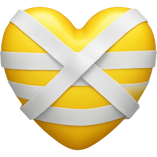 Yellow heart wrapped in bandage emoji