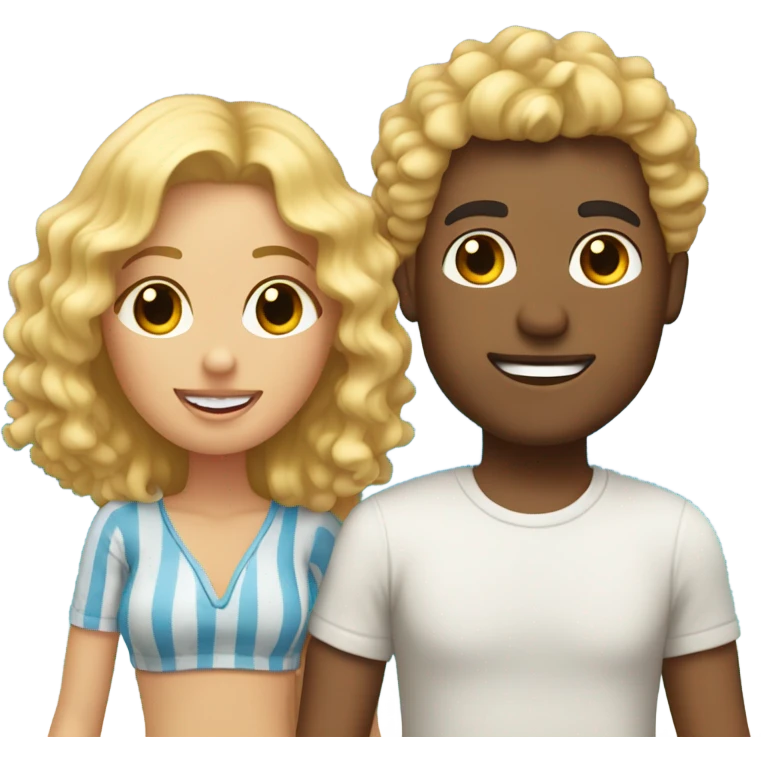 beach couple, blonde curly haired girlfriend, salt and pepper boyfriend emoji