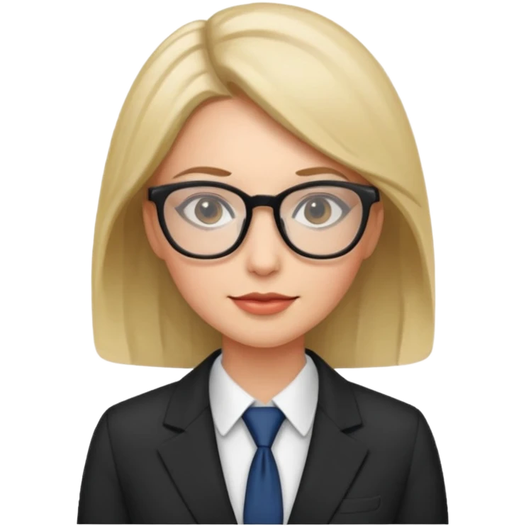 chick with glasses, wearing suit emoji