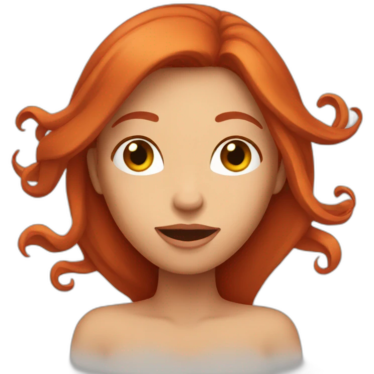 womam with long redhair surprise with hands emoji