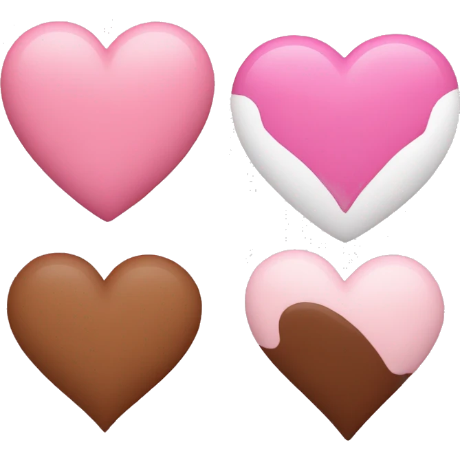 pink heart, brown heart and white heart emoji