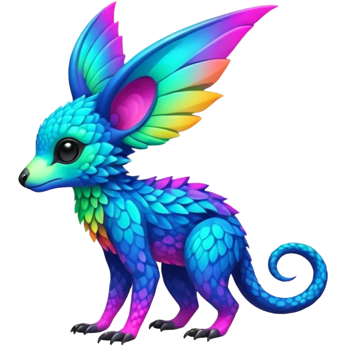 Colorful neon-colored tropical exotic shiny beautiful fantasy-Trico-Cacomistle-oncilla-animal-hybrid (full body) emoji