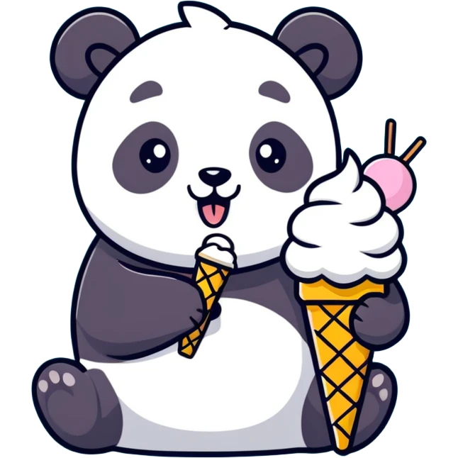 Panda eating ice cream emoji