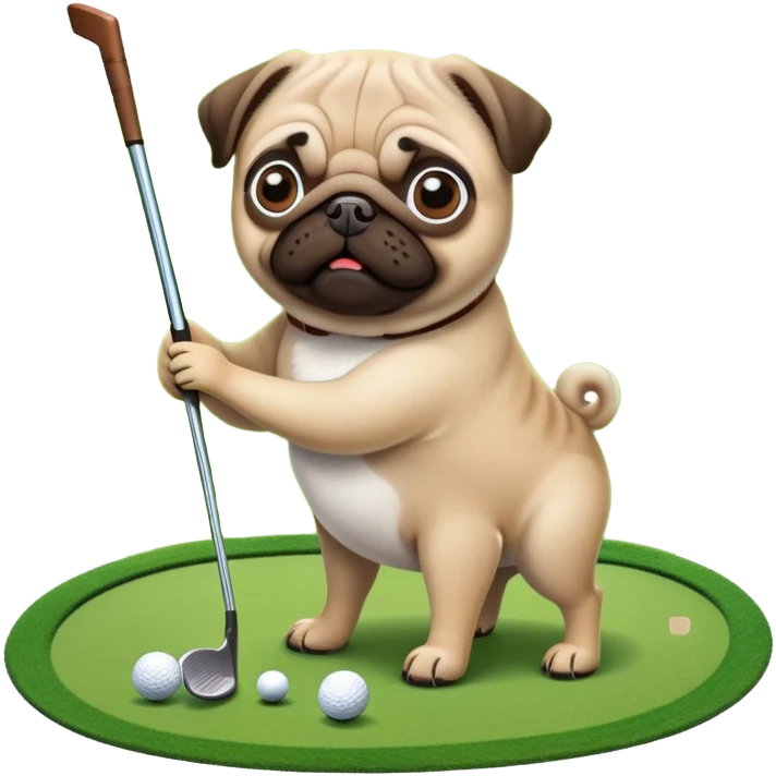 Pug playing golf emoji