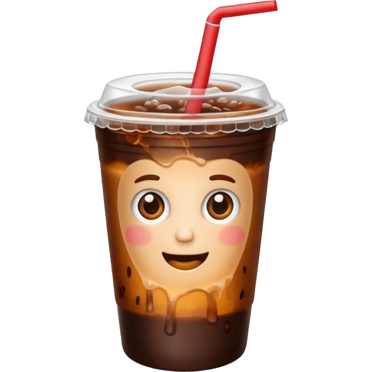 iced americano / with takeout cup / without face emoji