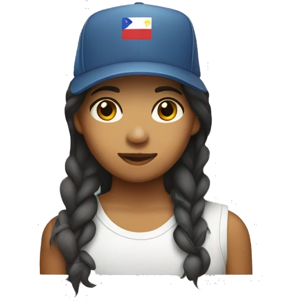 Filipino girl with a mullet in a trucker hat emoji emoji