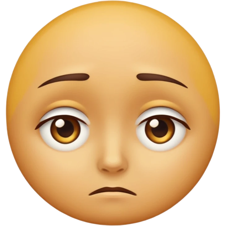 Make a sad eyes with browns on top of an eye using yellow round shaped face emoji