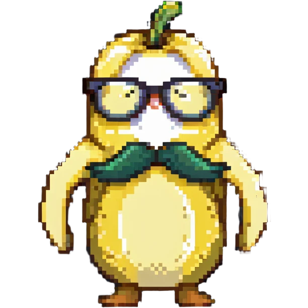 Banana with glasses and mustache, serious expression emoji