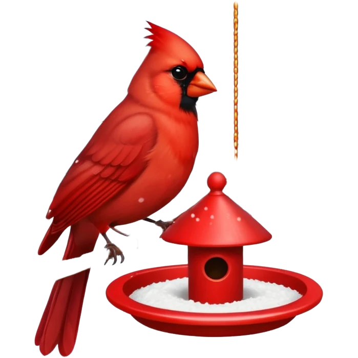 cardinal at bird feeder snowy emoji